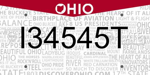 I34545T Ohio License Plate