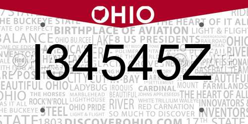 I34545Z Ohio License Plate