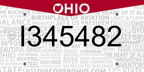 I345482 Ohio License Plate