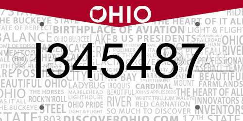 I345487 Ohio License Plate