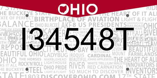 I34548T Ohio License Plate