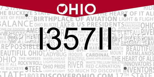 I357II Ohio License Plate
