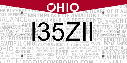 I35ZII Ohio License Plate