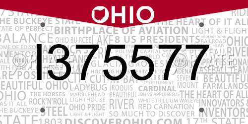 I375577 Ohio License Plate