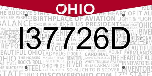 I37726D Ohio License Plate
