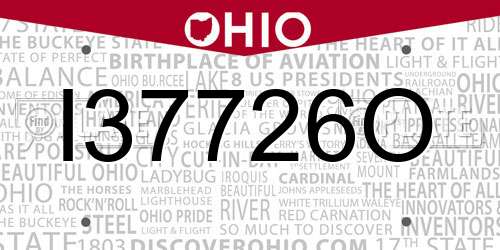 I37726O Ohio License Plate