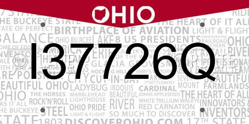 I37726Q Ohio License Plate