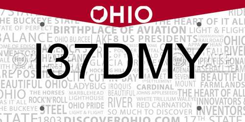 I37DMY Ohio License Plate
