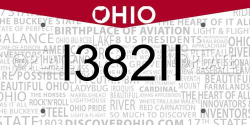 I382II Ohio License Plate