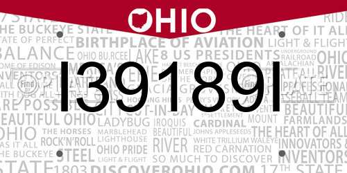 I39189I Ohio License Plate