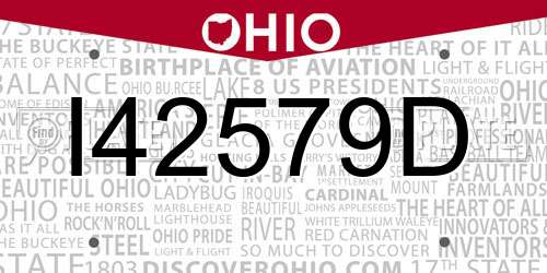 I42579D Ohio License Plate