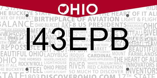 I43EPB Ohio License Plate
