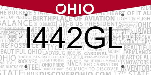 I442GL Ohio License Plate