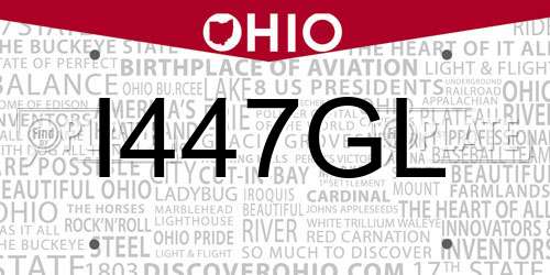 I447GL Ohio License Plate