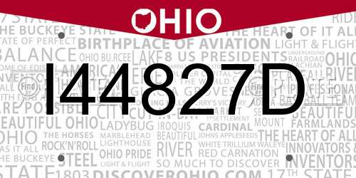 I44827D Ohio License Plate