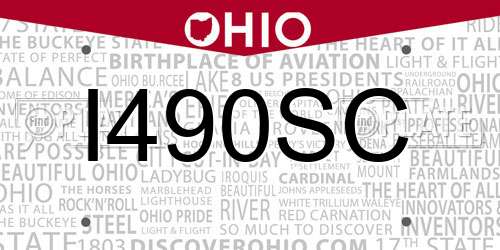 I490SC Ohio License Plate