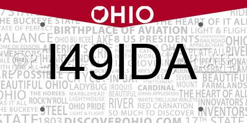 I49IDA Ohio License Plate
