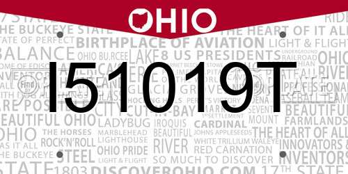 I51019T Ohio License Plate