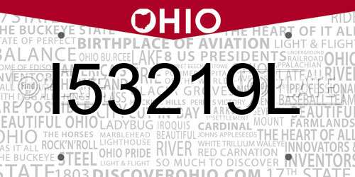I53219L Ohio License Plate