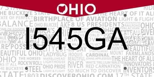I545GA Ohio License Plate