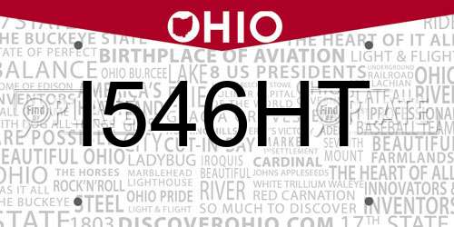 I546HT Ohio License Plate