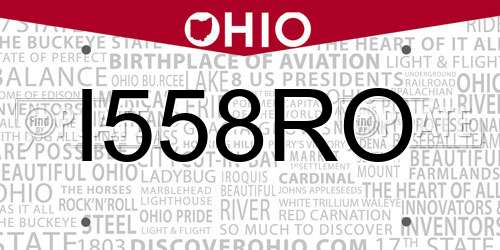 I558RO Ohio License Plate