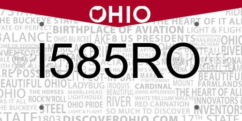 I585RO Ohio License Plate