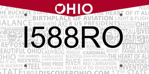 I588RO Ohio License Plate