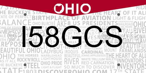 I58GCS Ohio License Plate