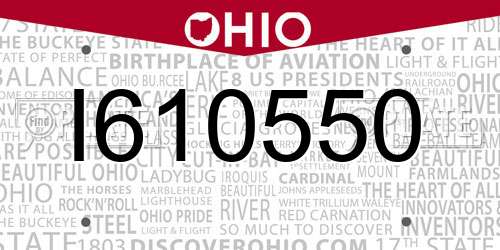 I610550 Ohio License Plate