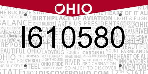 I610580 Ohio License Plate