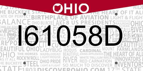 I61058D Ohio License Plate