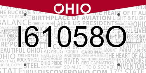 I61058O Ohio License Plate