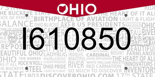 I610850 Ohio License Plate