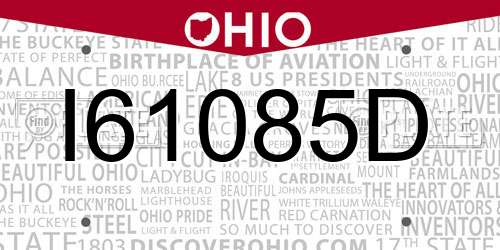 I61085D Ohio License Plate