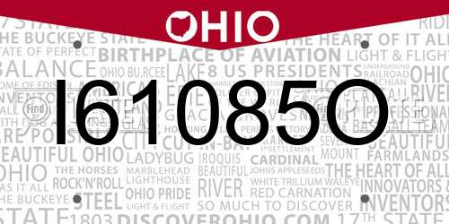 I61085O Ohio License Plate
