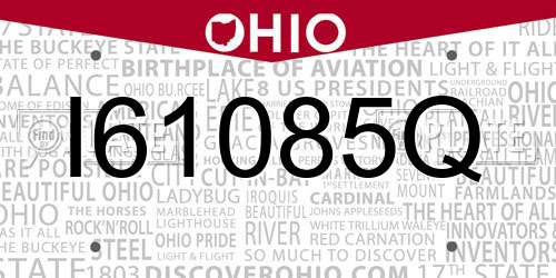 I61085Q Ohio License Plate