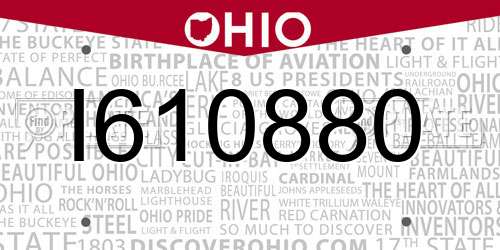 I610880 Ohio License Plate