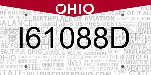 I61088D Ohio License Plate