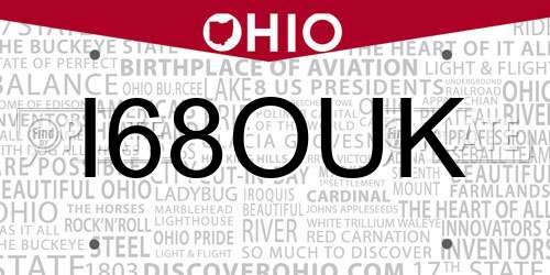 I68OUK Ohio License Plate