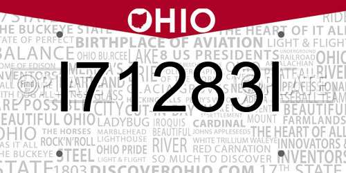 I71283I Ohio License Plate