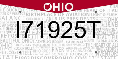 I71925T Ohio License Plate