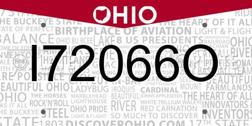 I72066O Ohio License Plate
