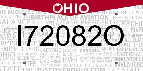I72082O Ohio License Plate