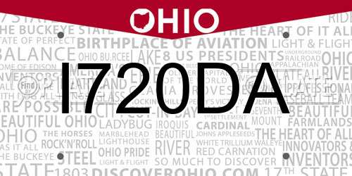 I720DA Ohio License Plate