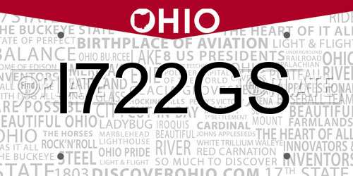 I722GS Ohio License Plate