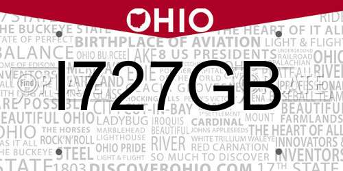 I727GB Ohio License Plate