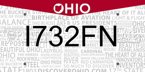 I732FN Ohio License Plate