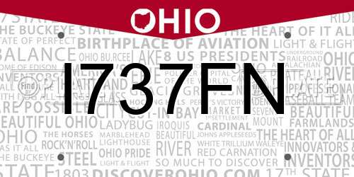 I737FN Ohio License Plate