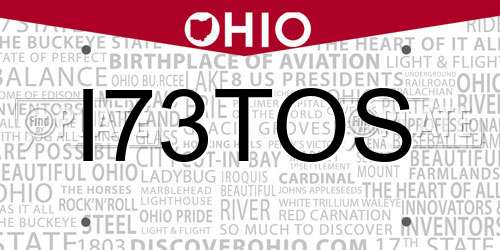 I73TOS Ohio License Plate
